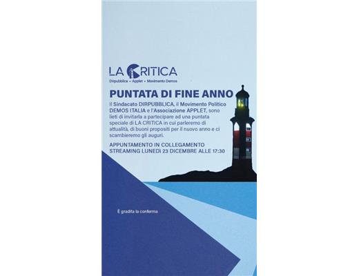 Locandina della puntata di Fine Anno di LA CRITICA